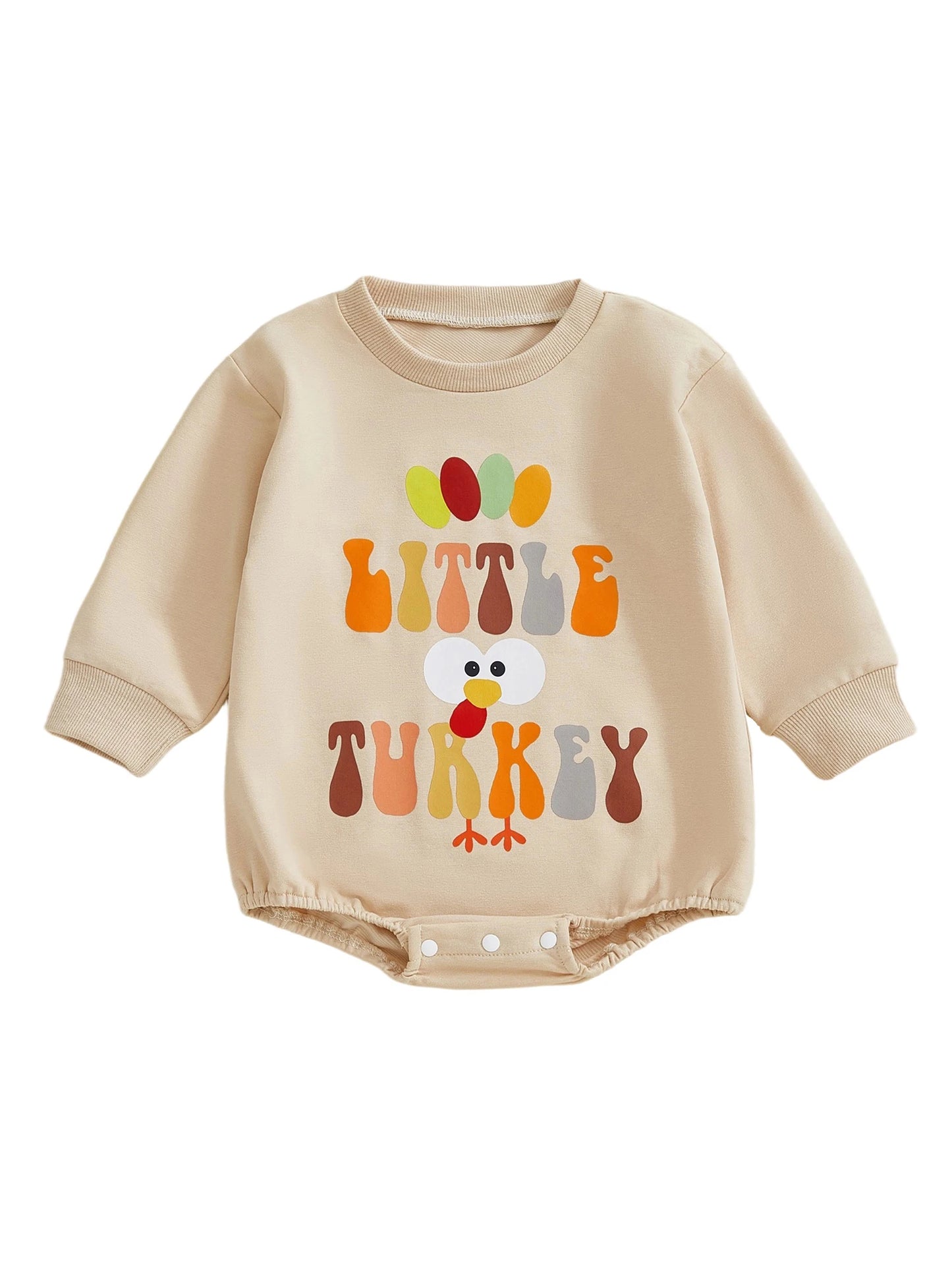 Baby Girl Boy Little Turkey Thanksgiving Day Romper Long Sleeve O Neck Turkey Letter Print Jumpsuit