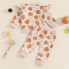 Load image into Gallery viewer, Baby Toddler Girl 2Pcs Halloween Outfit Pumpkin Print Long Sleeve Top with Elastic Waist Pants Set
