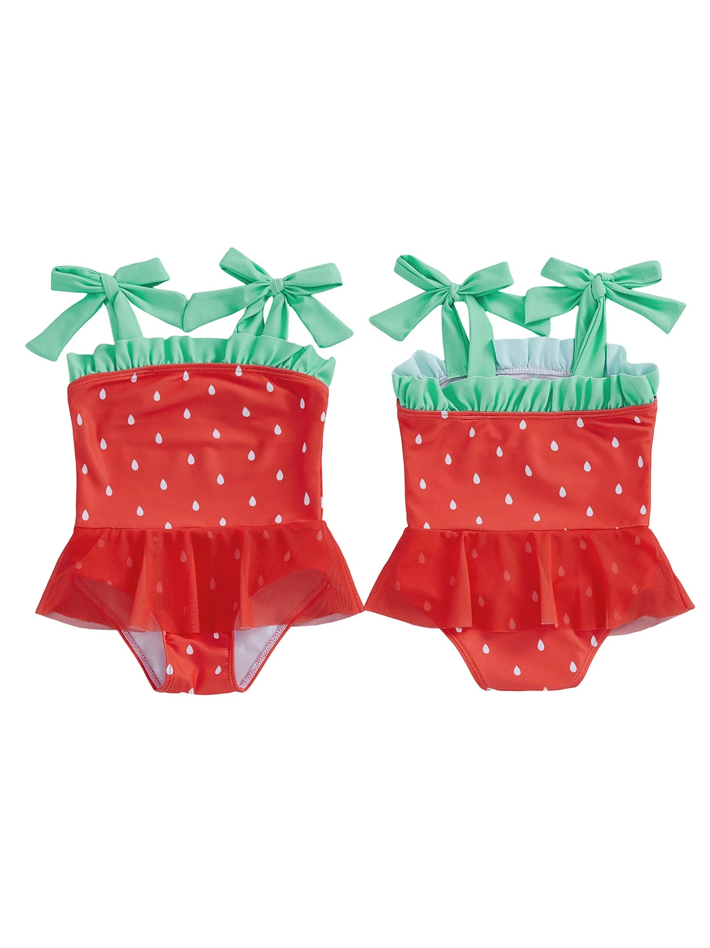 Baby Toddler Girls Swimsuit Watermelon Print Sleeveless Tie Shoulder Bathing Suit Baby Swimwear Romper