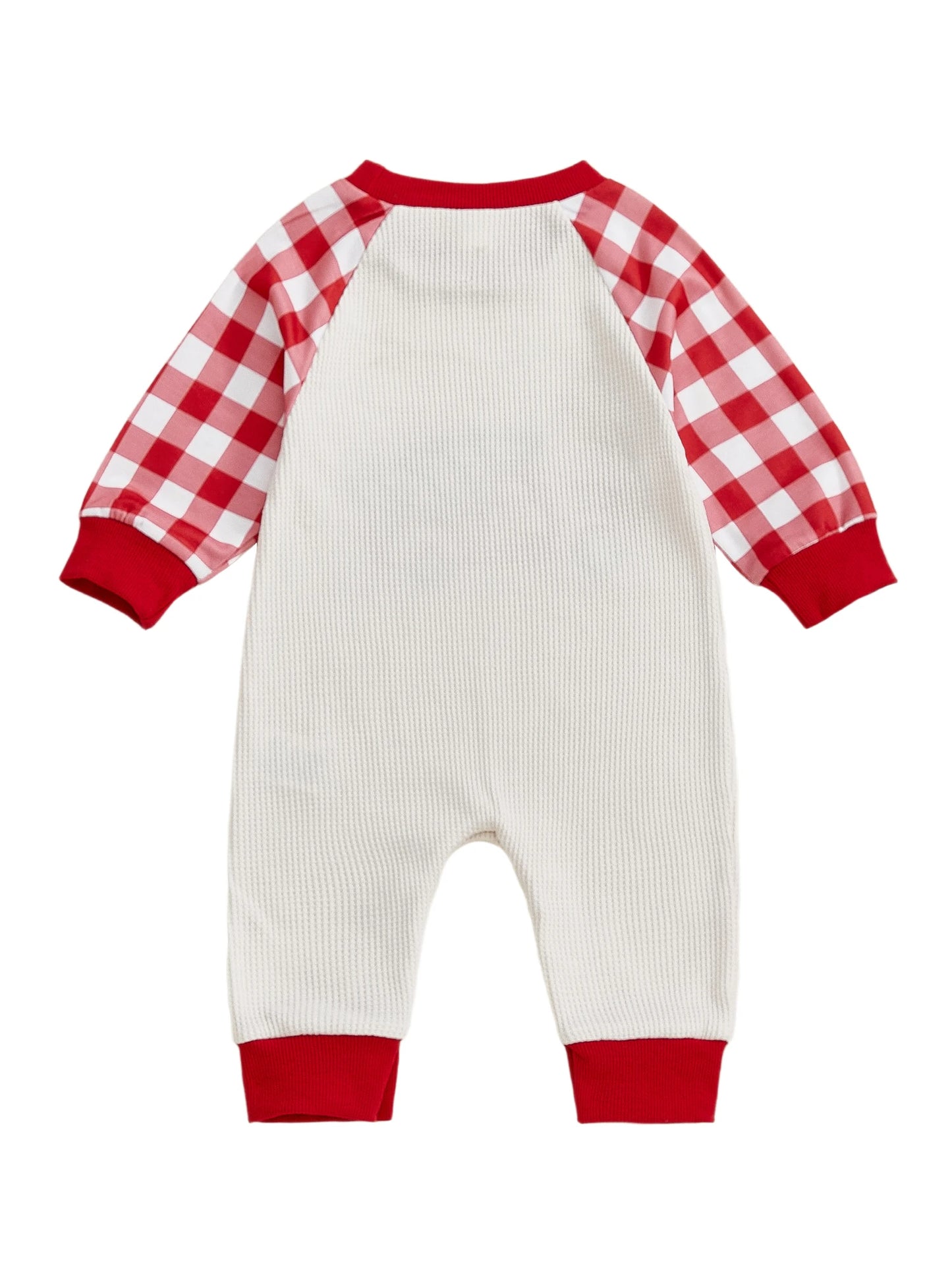 Baby Girl Boy Thanksgiving/Christmas Casual Jumpsuit Long Sleeve Round Neck Car Truck Pumpkin Christmas Tree Embroidery Plaid Romper