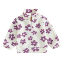 Load image into Gallery viewer, Baby Toddler Kids Girls Fleece Outerwear Fuzzy Long Sleeve Flower Zipper Sweatshirt Jacket Coat
