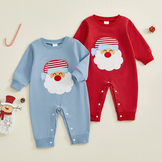 Baby Boy Girl Christmas Romper Santa Claus Crew Neck Long Sleeve Jumpsuit Cute Winter Clothes