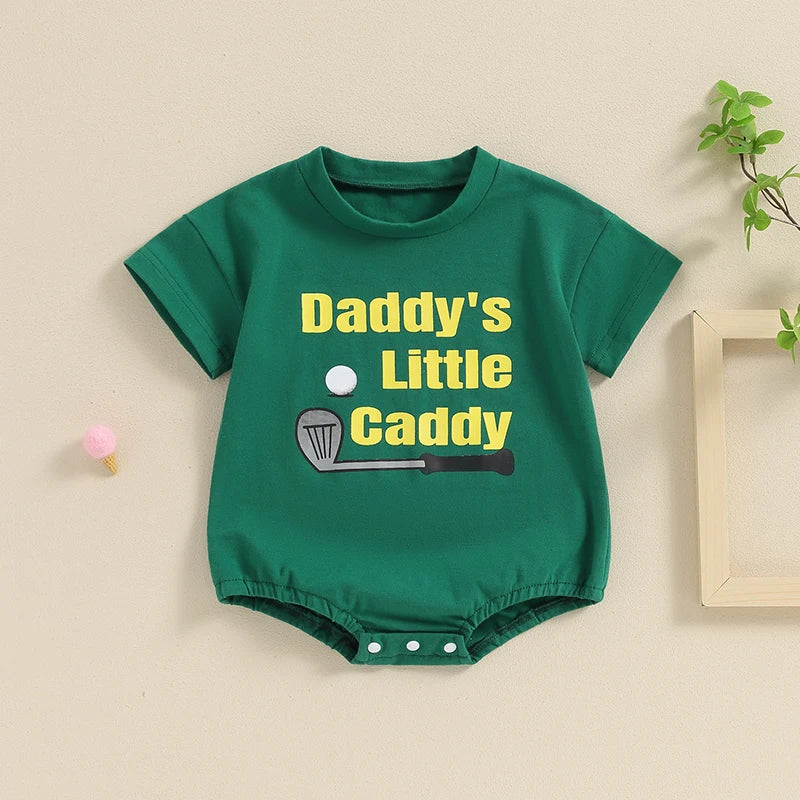 Baby Boy Girl Daddy's Little Caddy Summer Bodysuit Golf Letter Print Short Sleeve Jumpsuit Romper