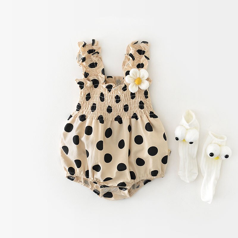 Polka Dot Flower Tank Romper
