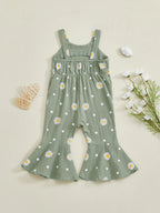 Baby Toddler Girls Summer Overalls Infants Sleeveless Daisy Floral Print Suspender Flared Pants