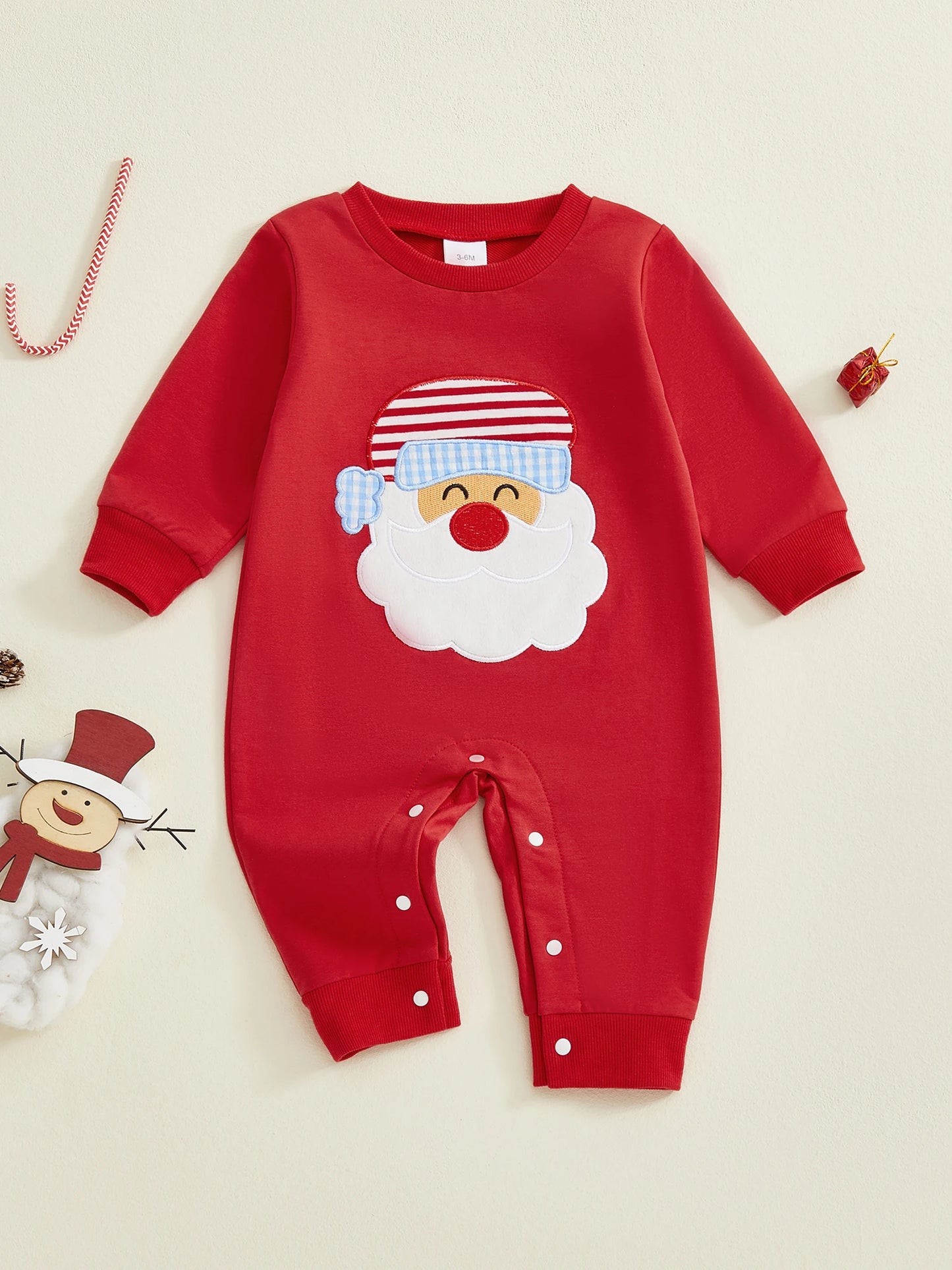 Baby Boy Girl Christmas Romper Santa Claus Crew Neck Long Sleeve Jumpsuit Cute Winter Clothes