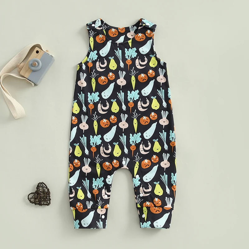 Baby Toddler Boys Romper Summer Sleeveless Tank Round Neck Graphic Print Jumpsuit Playsuit