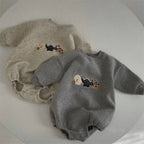 Dinosaur Embroidery Sweater Bodysuit Romper