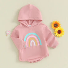 Load image into Gallery viewer, Toddler Baby Girls Boys Rainbow Print Long Sleeve Hoodie Jumpsuit Romper
