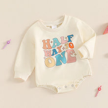 Load image into Gallery viewer, Baby Girls Boys Half Way To One Bubble Romper Half Birthday Clothes Letter Long Sleeve Fall Bodysuit
