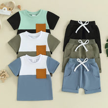 Load image into Gallery viewer, Toddler Baby Boy 2Pcs Summer Clothes Color Block Short Sleeve T-Shirt Shorts Set

