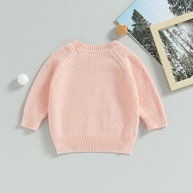 Baby Boy Girl Knitted Sweater Warm Long Sleeve Pullover with Pocket Autumn Knitwear