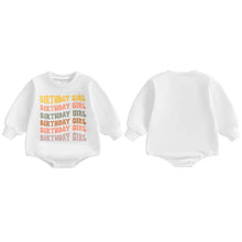 Load image into Gallery viewer, Baby Girls Boys Bubble Romper Birthday Boy / Girl Letter Print Long Sleeve Bodysuit
