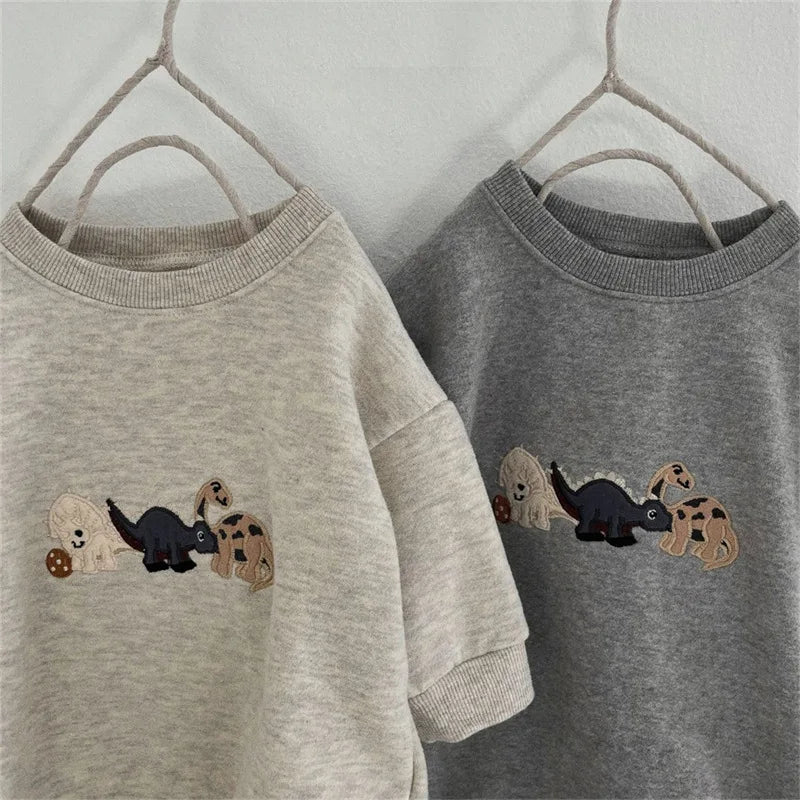 Dinosaur Embroidery Sweater Bodysuit Romper
