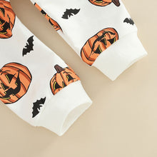 Load image into Gallery viewer, Baby Girl Boy 2Pcs Halloween Outfit Long Sleeve Pumpkin Bat Boo Printed Top Long Pants
