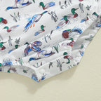 Baby Boys Fall Bodysuit Duck Print Long Sleeve Crewneck Jumpsuit Fall Spring
