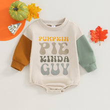 Load image into Gallery viewer, Baby Boy Long Sleeve Pumpkin Pie Kinda Guy Letter Print Romper Bodysuit Fall Clothes Thanksgiving

