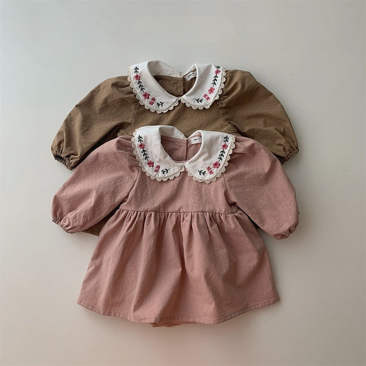 Vintage Flower Embroidery Girl Dress