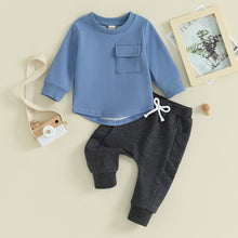 Load image into Gallery viewer, Toddler Baby Kids Boy Girl 2Pcs Clothes Solid Long Sleeve Pullover Top with Pocket Jogger Pant Set Fall Outfit
