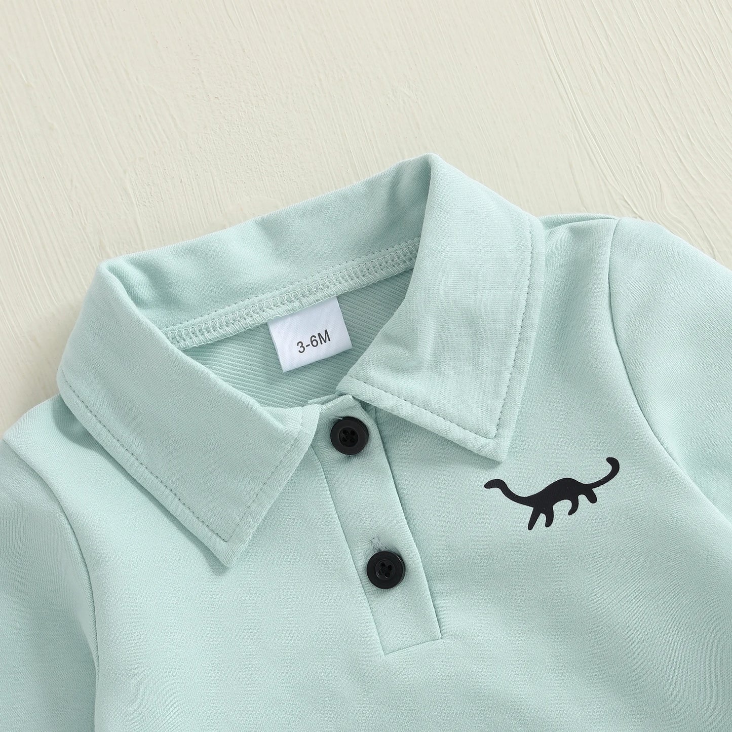 Baby Toddler Boys Long Sleeve Lapel Collar Dinosaur Print Pullover Fall Top