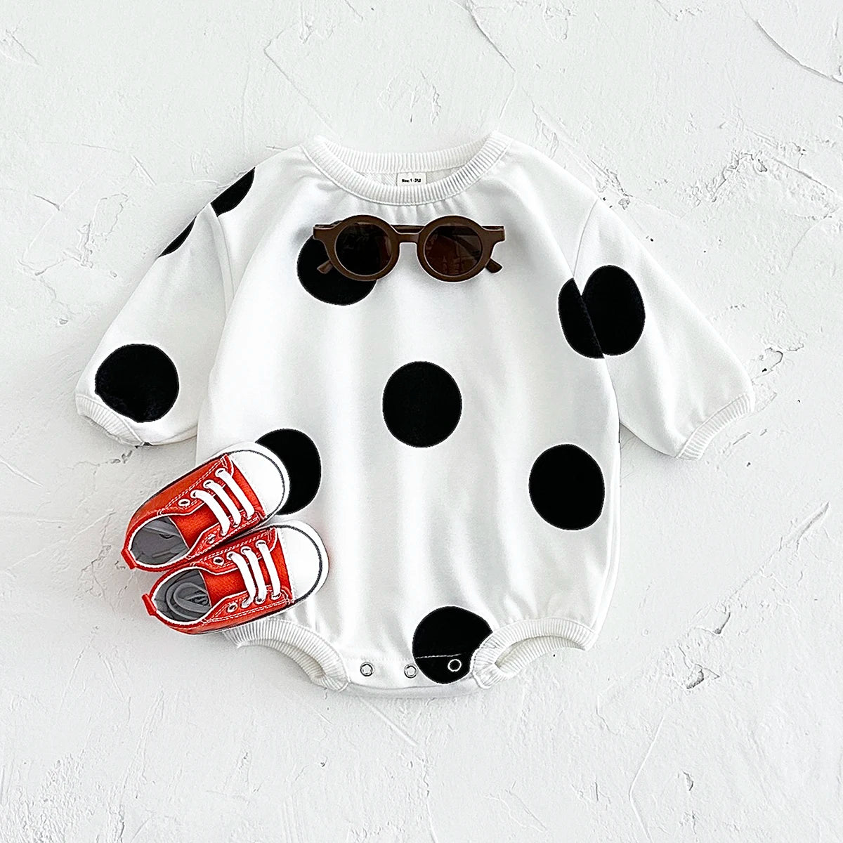 Baby Girls Boys Polka Dot Jumpsuit Cotton Bubble Romper Bodysuit