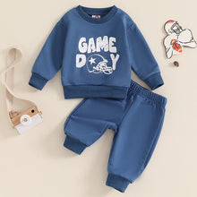 Load image into Gallery viewer, Baby Toddler Boys 2Pcs Game Day Cartoon Letter Football Print Long Sleeve Pullover Top + Casual Pants Set
