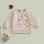 Baby Toddler Girls Boys Halloween Ghost Pumpkin Print Stylish Loose Fit Casual O-Neck Long Sleeve Pullover Top