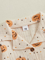 Baby Toddler Boys Girls 2Pcs Halloween Outfit Pumpkin Print Long Sleeve Shirt + Pants Set Loungewear