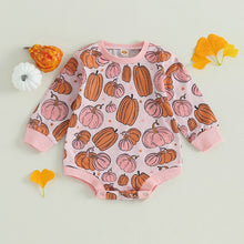 Load image into Gallery viewer, Baby Girls Bodysuit Halloween Pumpkin Print Long Sleeve Jumpsuits Romper
