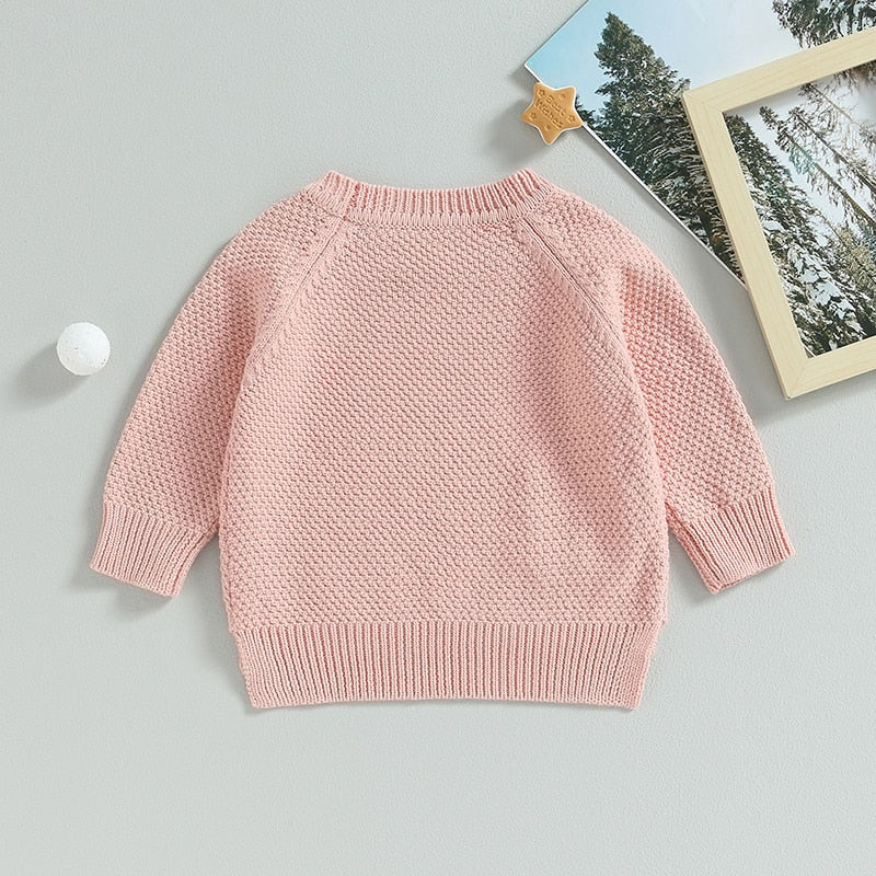 Baby Boy Girl Knitted Sweater Warm Long Sleeve Pullover with Pocket Autumn Knitwear