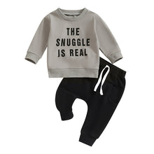 Load image into Gallery viewer, Baby Boys 2Pcs Fall Clothes Sets Long Sleeve The Snuggle is Real Print Tops Drawstring Pants
