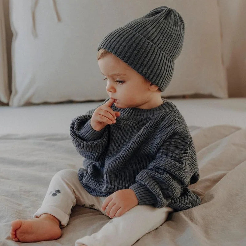 Newborn Baby Sweater Kid Boy Girl Winter Clothes Warm Thick Knit Pullover Top Infant Long Sleeve Basic Knitwear Outfit