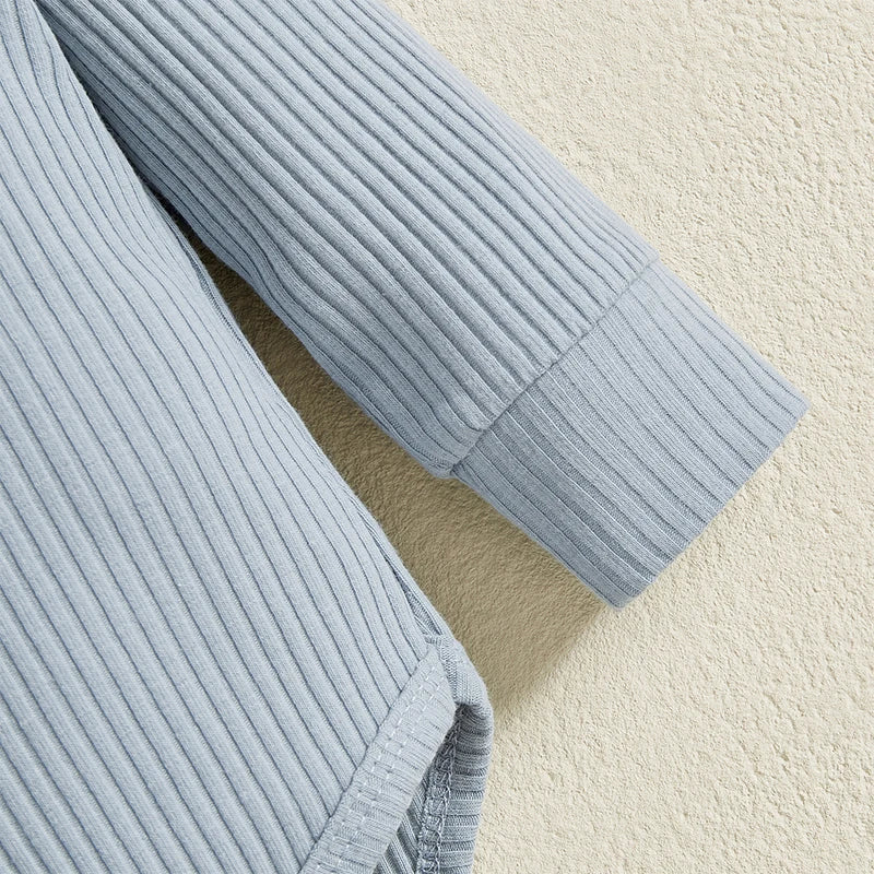 Baby Toddler Girl Boy 2Pcs Autumn Ribbed Clothes Sets Long Sleeve Bodysuits + Elastic Pants 2PCs Outfit