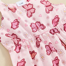 Load image into Gallery viewer, Baby Girls Summer Romper Flower/Butterfly Print Bow Tie Strap Tank Top Sleeveless Round Neck Jumpsuit
