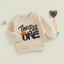 Load image into Gallery viewer, Baby Boy 1st Birthday Top The Big One Crown / One Fast Birthday Boy / Oh Fish Ally One Letter Print Long Sleeve Round Neck Pullover Loose Top
