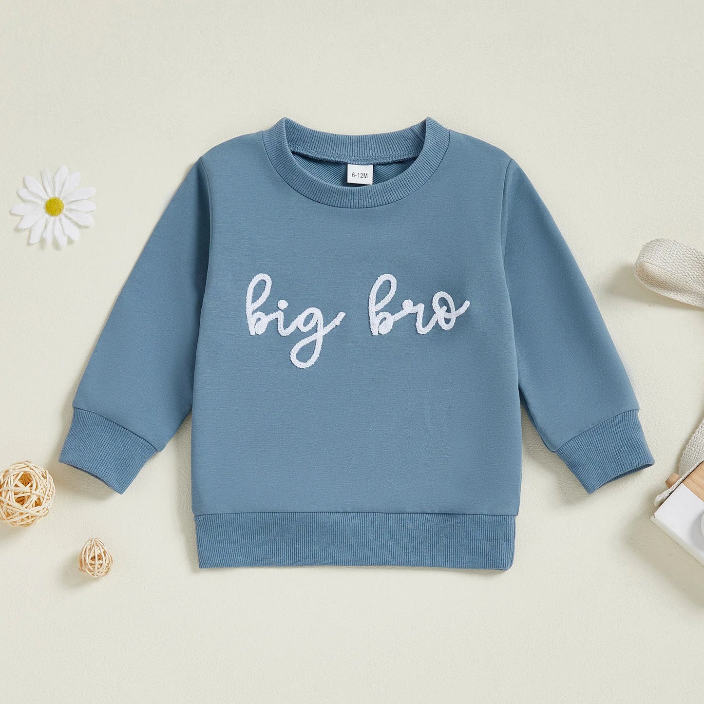 Baby Toddler Boys Lil/Bib Bro Autumn Jumpsuit Long Sleeve Round Neck Letter Embroidery Romper or Top Brothers Matching Outfits