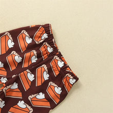 Load image into Gallery viewer, Baby Toddler Girl 2Pcs Halloween Outfits Long Sleeve Top Thankgiving Pie Print Flare Pants Set
