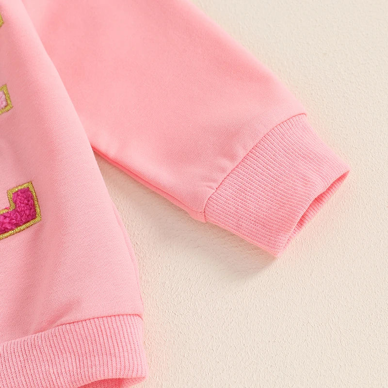 Baby Toddler Kids Girls 2Pcs Birthday Girl Outfit Long Sleeve Letter Embroidery Pullover + Pants Set