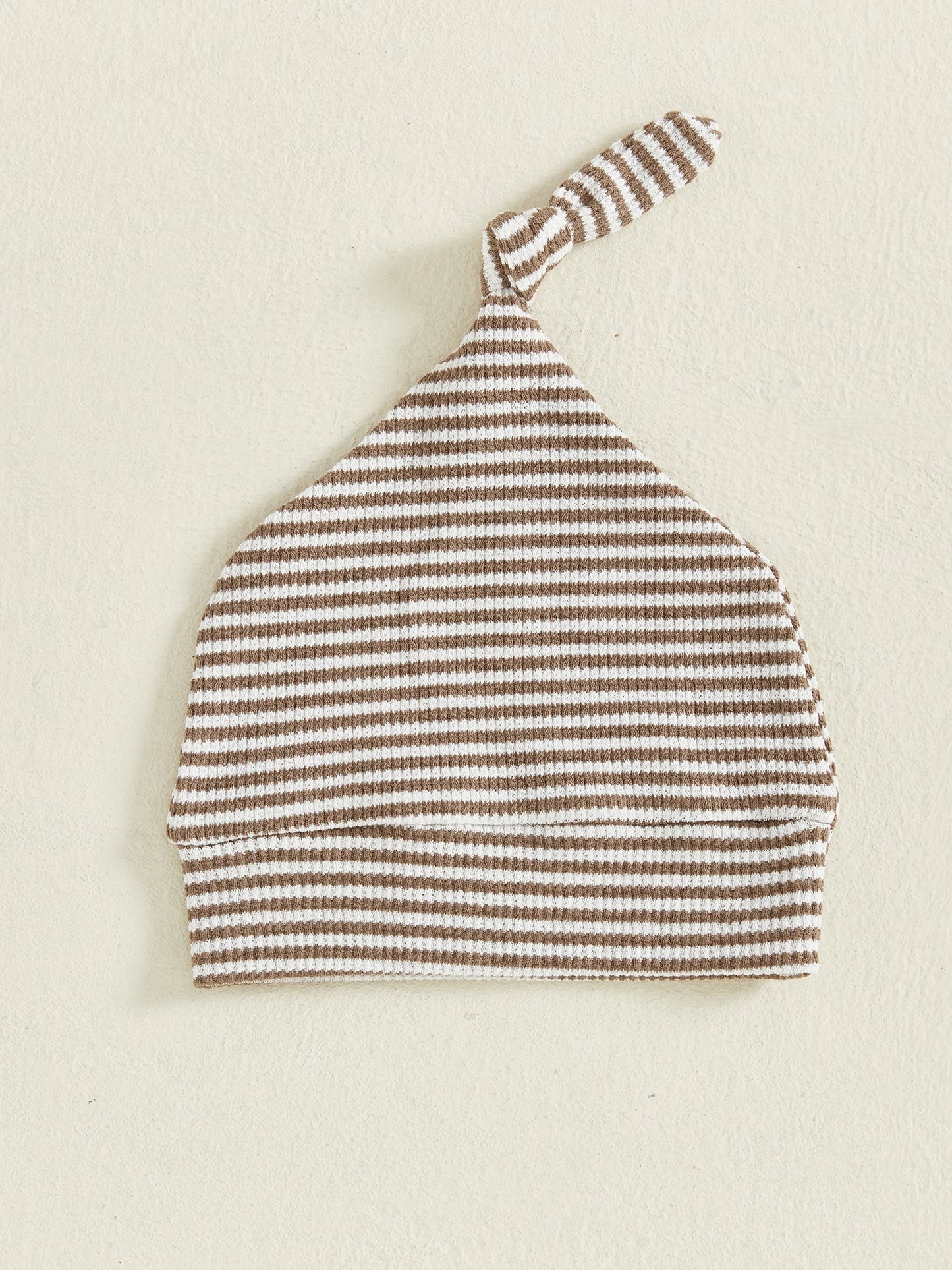 Baby Boy 2Pcs Striped Hello I'm New Here Romper Letters Embroidery Round Neck Long Sleeve Jumpsuit with Hat Set