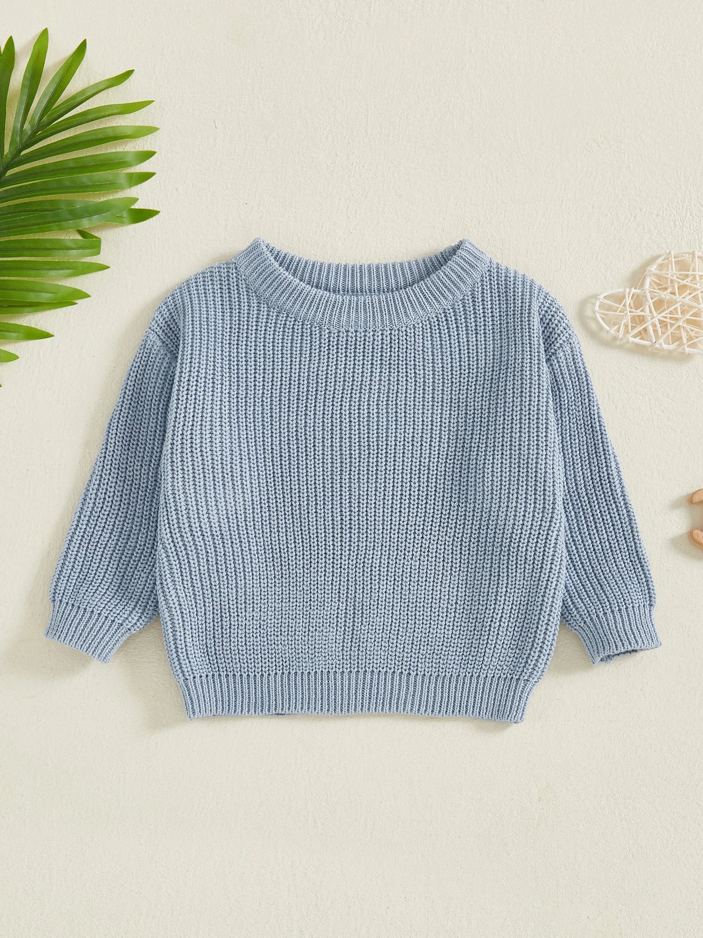 Baby Toddler Kids Girl Boy Knitted Long Sleeve Sweater Solid Loose Pullover Casual Tops Children Knitwear Clothes