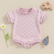 Load image into Gallery viewer, Baby Boys Girls Bodysuit Short Sleeve Crew Neck Checkerboard Summer Playsuit Romper
