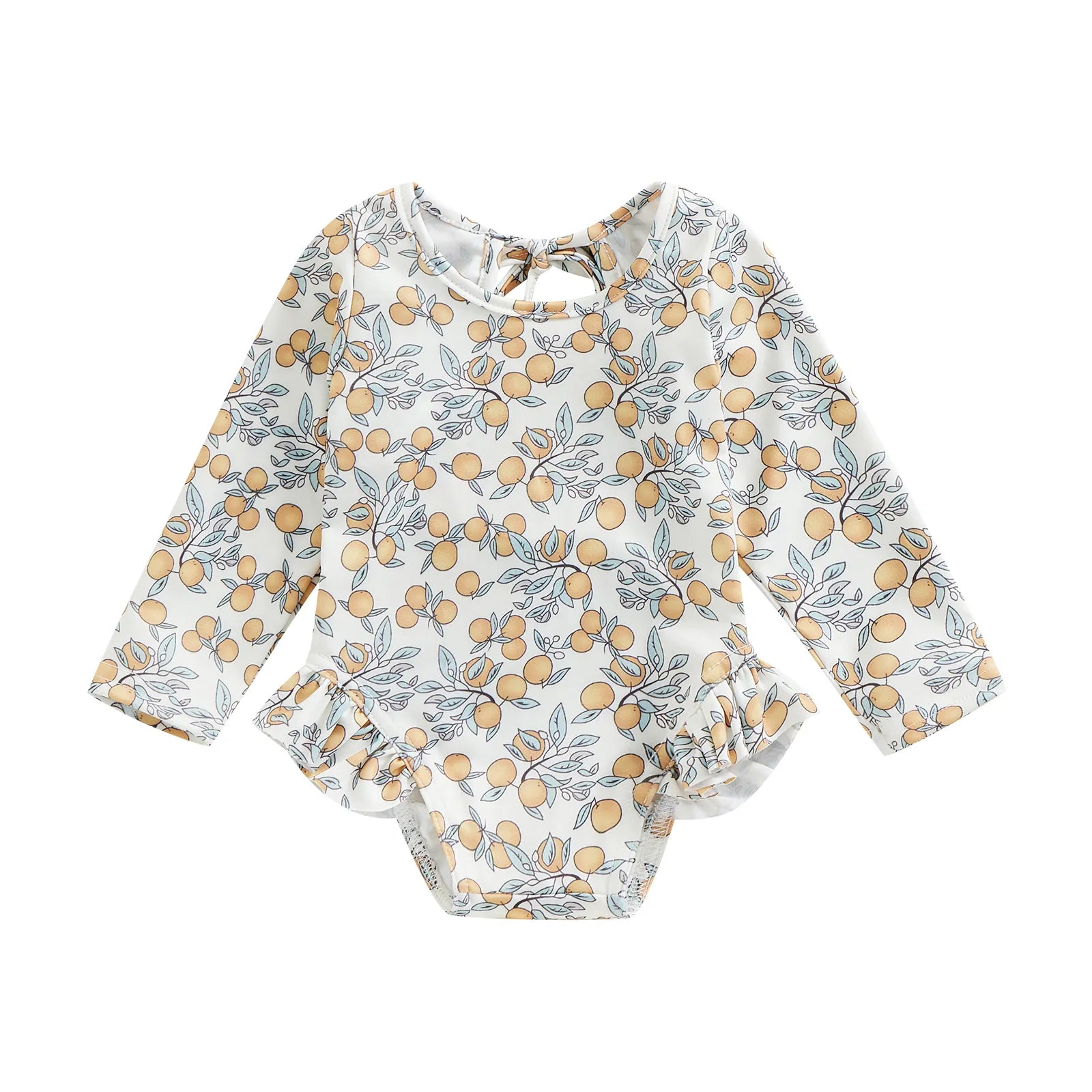 Baby Girl Floral Print Backless Bathing Suit