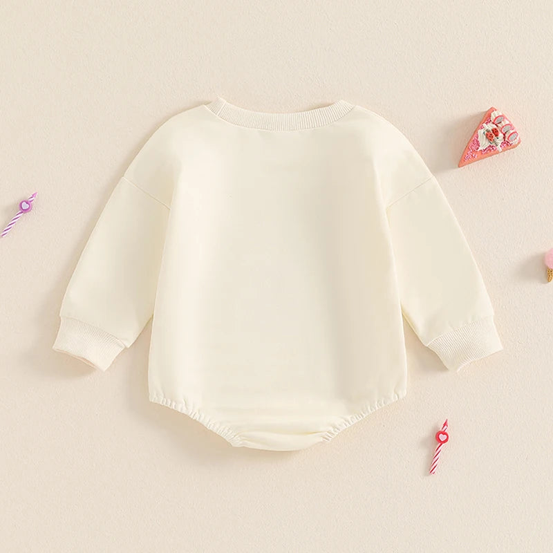 Baby Girls Boys Half Way To One Bubble Romper Half Birthday Clothes Letter Long Sleeve Fall Bodysuit