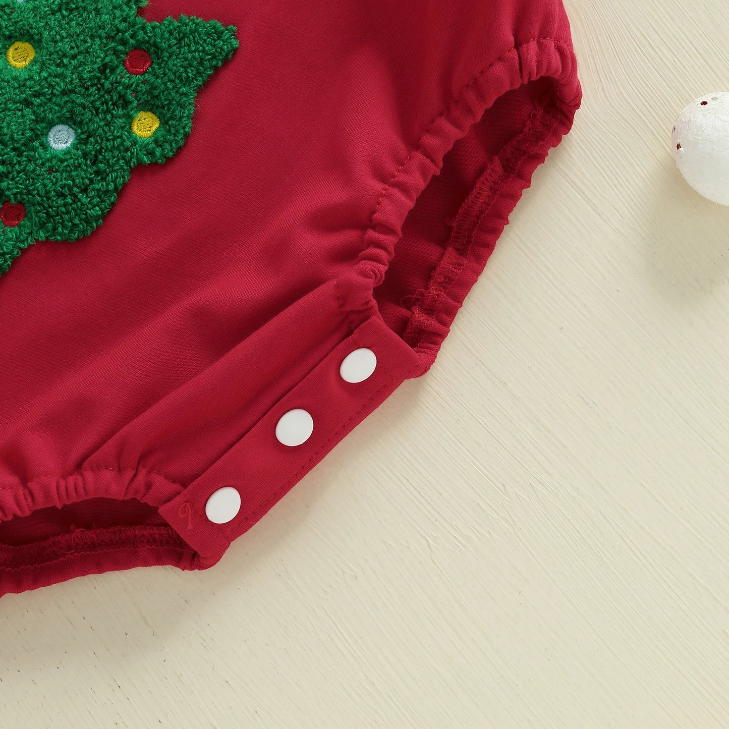 Baby Girl Boy Merry Romper Long Sleeve Round Neck Letter Christmas Tree Embroidery Bubble Jumpsuit