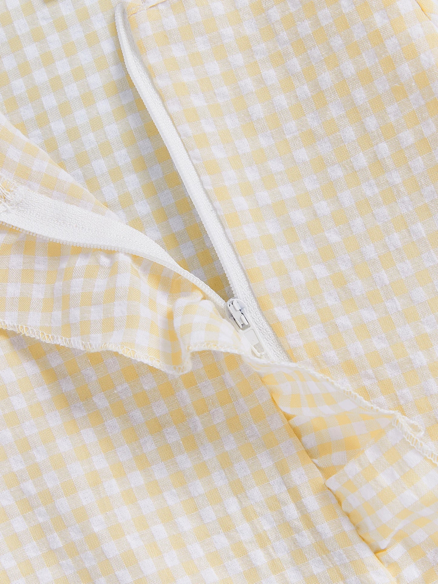 Baby Girl 2Pcs Fall Footies and Headband Set Plaid Ruffled Trim Zip Front Long Sleeve Zipper Romper