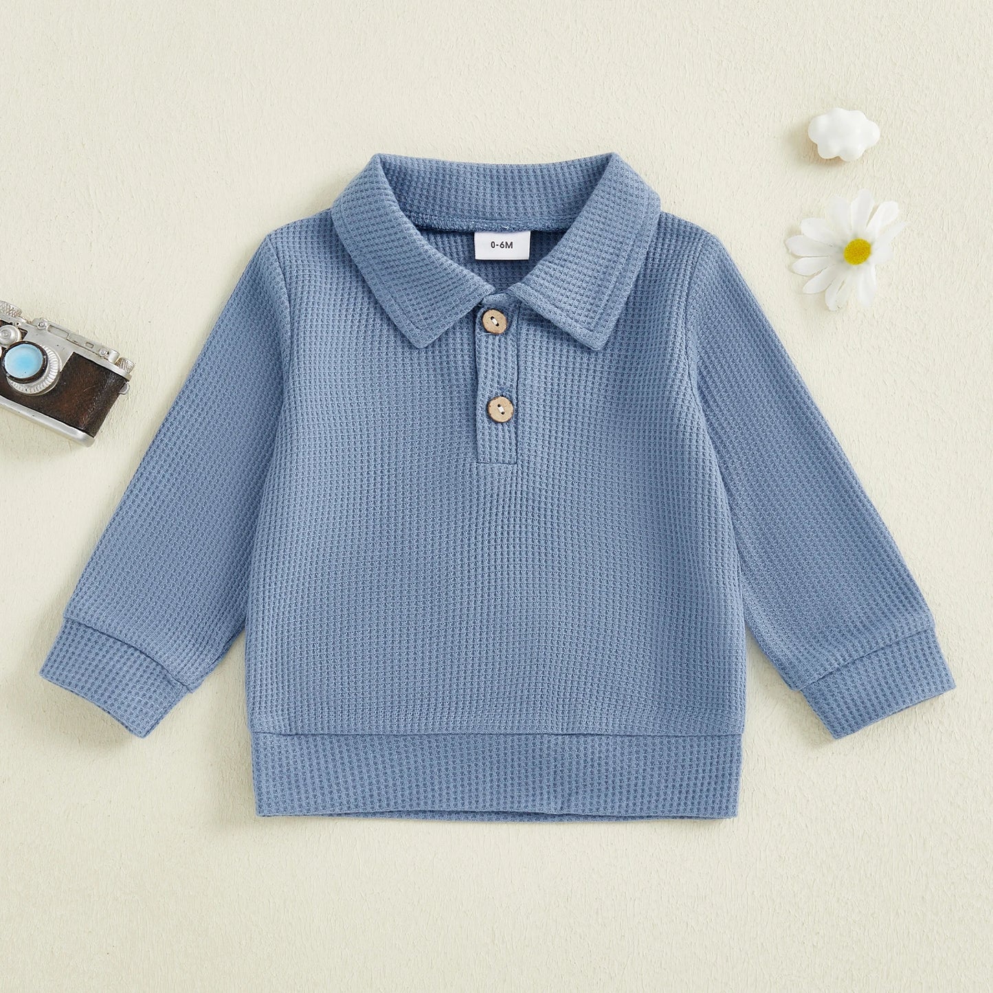Baby Toddler Boys Autumn Casual Tops Long Sleeve Turn Down Collar Button Up Solid Color Shirt