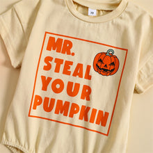 Load image into Gallery viewer, Baby Boy Bodysuit Halloween Short Sleeve Mr Steal Your Pumpkin Printed Jumpsuit Romper
