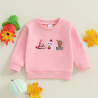 Baby Toddler Boys Girls Long Sleeve Pumpkin/Ghost/Christmas Tree Embroidery Crew Neck Top
