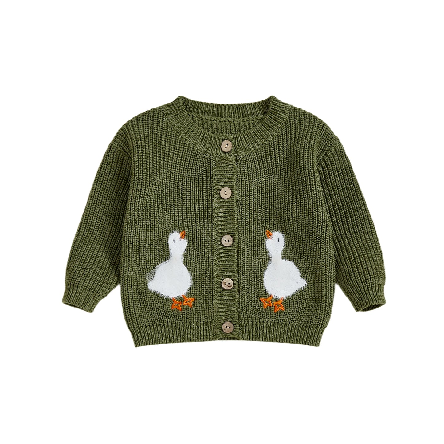 Baby Toddler Boys Girls Fall Knit Cardigan Long Sleeve Button Down Goose Embroidery Warm Winter Sweater Clothes