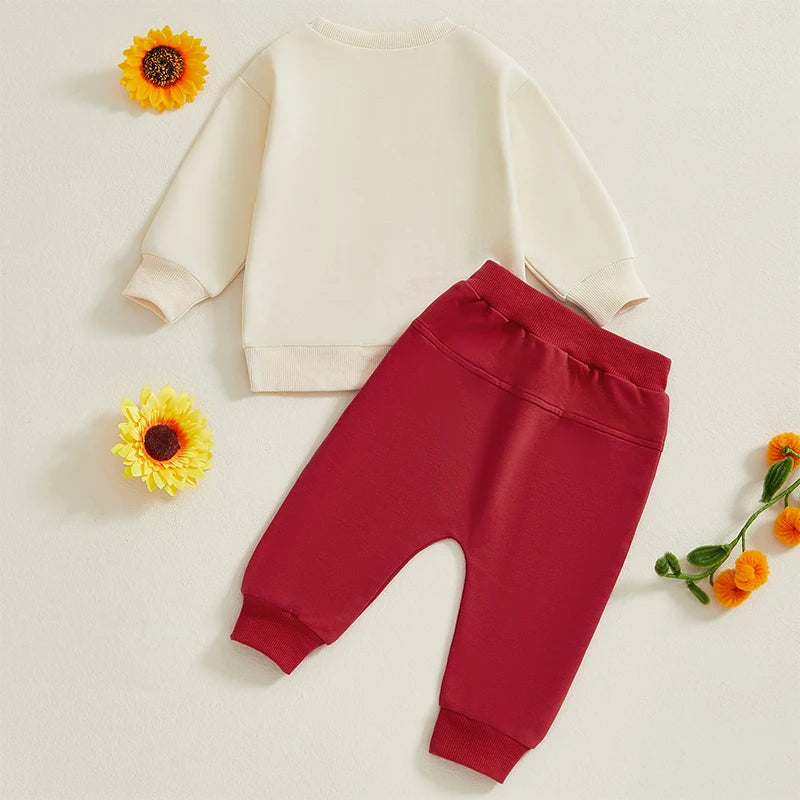 Baby Toddler Boys 2Pcs Snacks Are My Love Language Fall Outfit Letter Print Long Sleeve Top and Long Pants Jogger Set